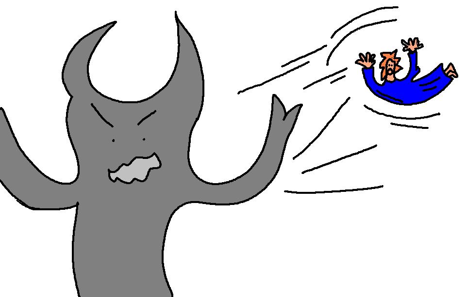 Devil Throwing Man Clipart